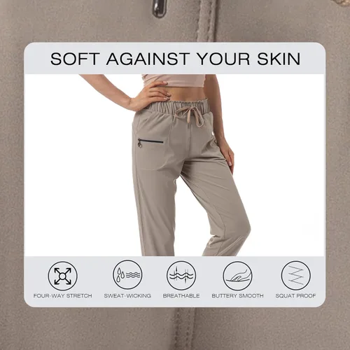Vista 4 de Haowind - Pantalones deportivos para mujer con bolsillos y cintura elástica, cómodos pantalones de deportivos de descanso para deportes, gimnasio