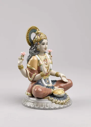 Vista 5 de LLADRÓ Figura de la diosa Sri Lakshmi. Figura de porcelana Lakshmi.