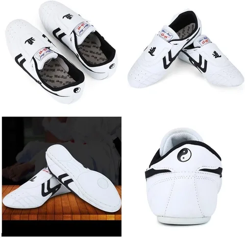 Vista 8 de Taekwondo - Zapatos deportivos de artes marciales, boxeo, karate, kung, fu tai chi, zapatos de rayas negras, zapatos ligeros