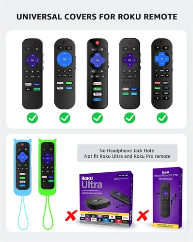 Vista 2 de 3Pcs Remote Cover for Roku with Cat Ears Design, Silicone Skin Case Compatible with Hisense/TCL Roku TV, Steaming Stick/Express, Universal