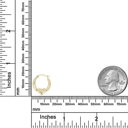 Vista 7 de AVORA Aretes de aro criollos de corazón de oro de 10 quilates: paquete de 3 tonos y oro amarillo, Plata de ley Oro amarillo