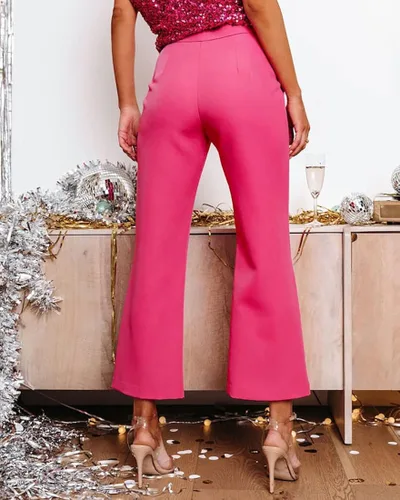 Vista 4 de Doubauen Womens Casual Pants Capris Pants High Waist Work Cropped Trousers with Pockets