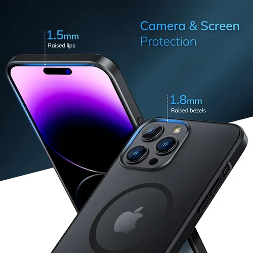 Vista 2 de ORIbox Funda magnética compatible con iPhone 14 Pro Max [probada contra caídas de grado militar y compatible con MagSafe], ultradelgada platino