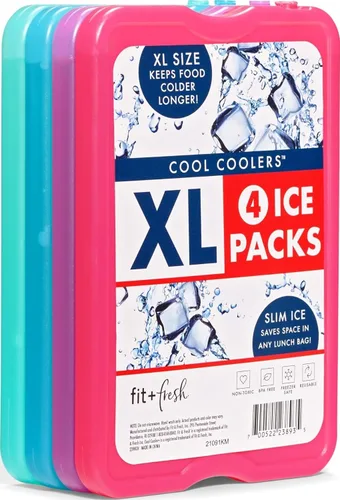 Vista 3 de Cool Coolers by Fit & Fresh 4 Pack XL Slim Ice Packs, Quick Freeze Space Saving Reusable Ice Packs for Lunch Boxes or Coolers