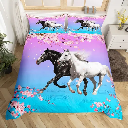 Vista 10 de Erosebridal Juego de funda de edredón con diseño floral de acuarela, estilo fantasía, para niñas, mujeres y niños, bonito juego de edredón