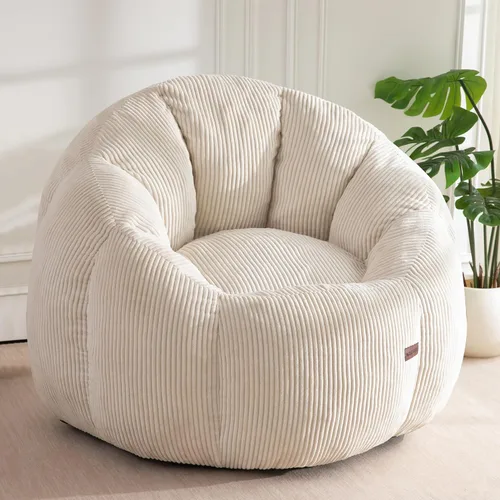 Vista 13 de MAXYOYO - Puf con otomana, silla gigante de calabaza para adultos Beige