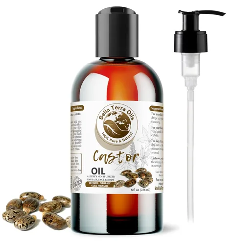 Vista 11 de Bella Terra Oils - Botella de vidrio de aceite de ricino orgánico de 2 onzas - Deléitate con la nutrición orgánica pura de ricino, famosa por su