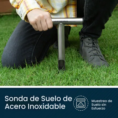 Vista 2 de Varomorus Sonda de muestreo de suelo Mango tubular estilo T de acero inoxidable. (12 pulgadas)