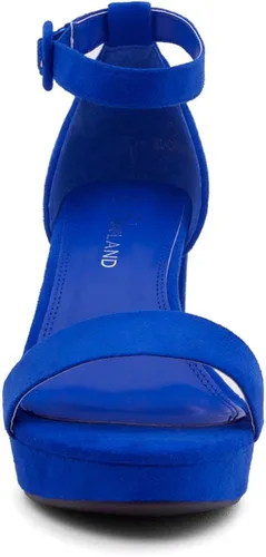Vista 2 de Shoe Land SL-Cabrini - Sandalias de tacón alto con plataforma gruesa para mujer, puntera abierta, correa al tobillo, zapatos de tacón para fiesta