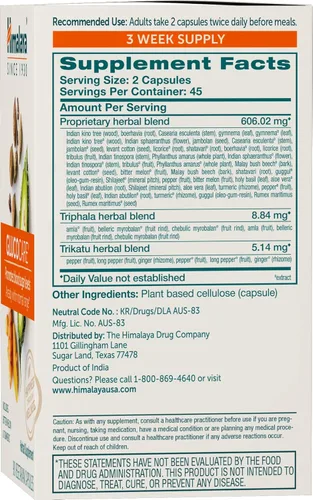 Vista 2 de Himalaya GlucoCare - Metabolismo de la glucosa a base de hierbas y apoyo pancreático con melón amargo, gimnasia, trifala y cúrcuma - Soporte natural