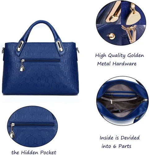 Vista 11 de FiveloveTwo. Bolso de mano para mujer, 4 piezas, con asa superior, bolsa de hombro, soporte para tarjetas