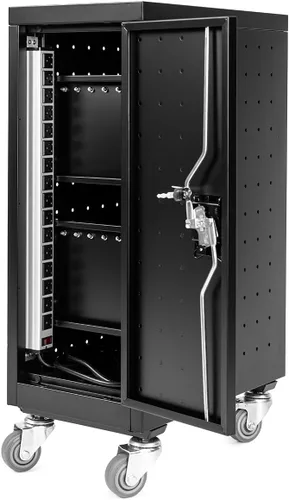 Vista 3 de Line Leader - Carrito de carga móvil compacto con 16 dispositivos para Chromebooks, computadoras portátiles, tabletas, estación de carga para aulas