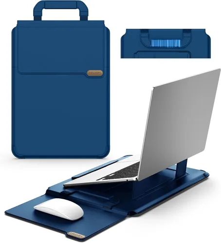 Vista 11 de Nillkin Funda para laptop de 14 pulgadas con asa (4 en 1), 2 modos de soporte, funda para MacBook con soporte ajustable y alfombrilla para mouse