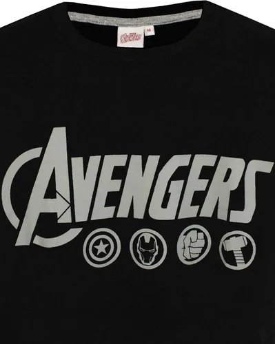 Vista 5 de The Avengers - Conjunto de pijama y camiseta para hombre con logotipo de Marvel, Negro