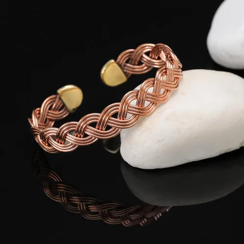 Vista 27 de Handmade Elegant Copper Bracelet for Women - Pure Copper Bracelet for Pain Relief and Stress Relief - Adjustable Entwisted Copper Bracelet to Fit