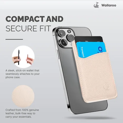 Vista 8 de Wallaroo Premium - Tarjetero adhesivo de cuero para teléfono celular - Para Android e iPhone - Para mujeres y hombres - Resistente con forro