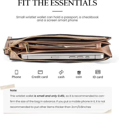 Vista 4 de Befen - Bolso clutch de mano de cuero con correa para teléfono celular, organizador de tarjetas