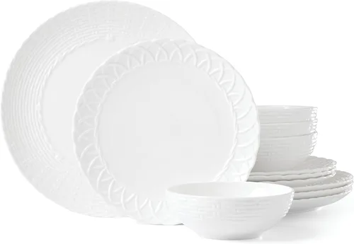 Vista 6 de Lenox Wicker Creek - Juego de 4 platos decorativos, 4.28 pulgadas, color blanco