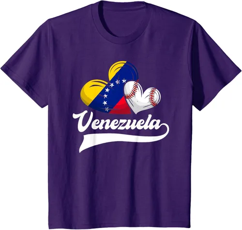 Vista 64 de Camiseta de béisbol venezolana con diseño de corazón y bandera de Venezuela, Negro