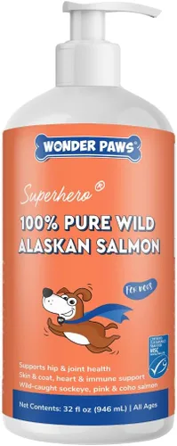 Vista 10 de Aceite de salmón salvaje de Alaska prémium para perros, aceite de pescado salvaje de Alaska certificado MSC para piel y abrigo, cadera
