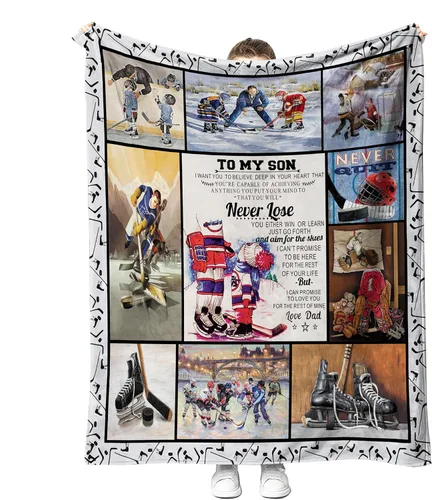 Vista 10 de Manta de hockey, regalos para niños y niños, suave y acogedora ropa de cama de hockey, manta de vellón, regalos de hockey para hombres y mujeres