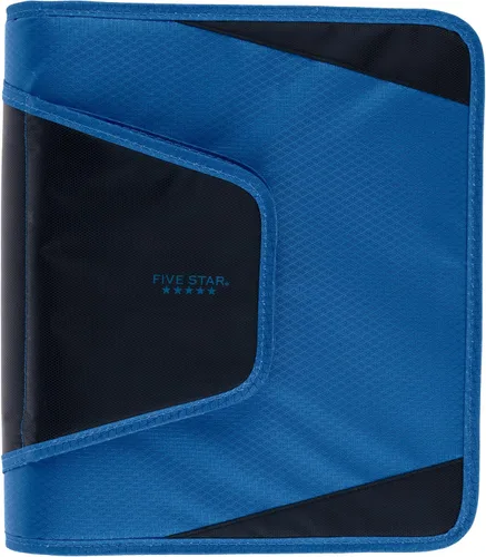 Vista 6 de Five Star - Carpeta con cierre de cremallera de 1-1/2 pulgadas, con 3 argollas, archivador expandible de 3 bolsillos, duradera, color azul (72202)