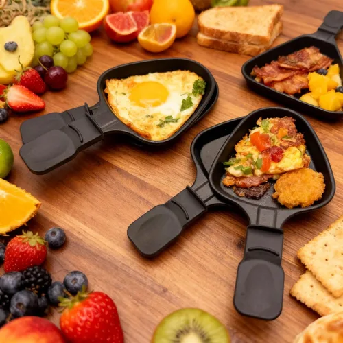Vista 7 de HONNE Mini parrilla con revestimiento antiadherente, accesorios para derretir queso, repuesto de raclettes/platos adicionales de raclette