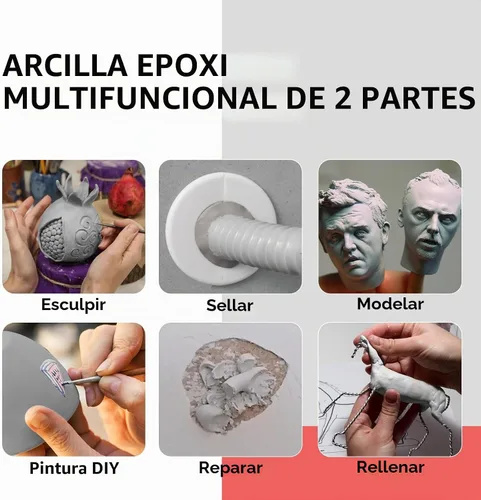 Vista 2 de Arcilla Epoxi para Esculpir, Arcilla Epoxi Model Magic que se Endurece Automáticamente, Masilla Epoxi A&B de 2 Partes, Compuesto de Modelado Natural