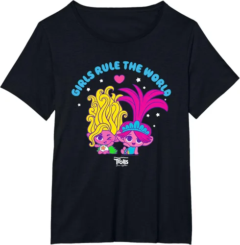 Vista 29 de DreamWorks Trolls Band Together - Camiseta para niñas con leyenda "Rule", diseño Negro