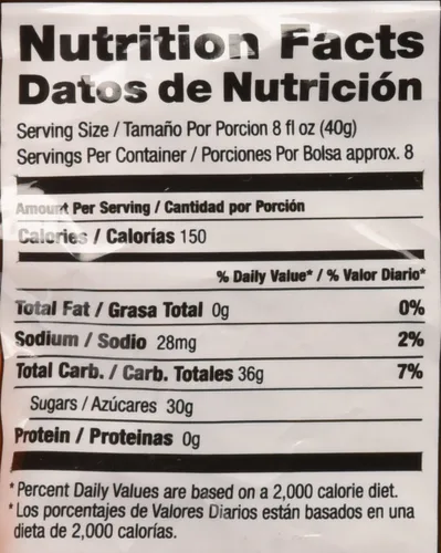 Vista 4 de NATURA'S Tamarindo - Mezcla de bebida instantánea, 1 unidad, 1 paquete, 150 calorías por porción