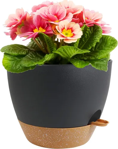 Vista 14 de Meowell Macetas grandes de 12 pulgadas con riego automático para plantas de interior y exterior, macetas para flores con orificios de drenaje