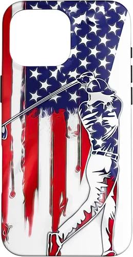 Vista 19 de Funny American Flag Golf For Golfer Case for iPhone 16