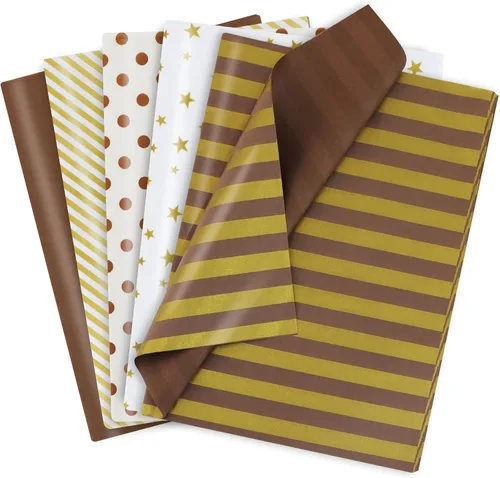 Vista 12 de BEISHIDA 100 hojas de papel de seda blanco y negro a granel, rayas de sarga y puntos, estrellas para bolsas de regalo, papel de regalo de 14 x 20