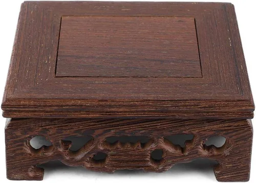Vista 5 de Ejoyous Base de jarrón de madera, base de madera rústica retro, soporte de exhibición de jarrón de pedestal pequeño, soporte de exhibición de madera