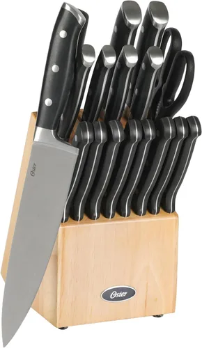 Vista 8 de Oster Ginley - Juego de 3 piezas de cubiertos de acero inoxidable de alto carbono con mango forjado triple remachado de ABS