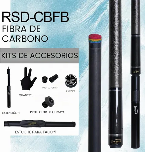Vista 4 de Taco de Billar de Fibra de Carbono 12.5mm Punta Arcoíris Baja Deflexión Taco de Billar con Junta de Pin Uni-loc y Extensión Taco de Billar-20 oz