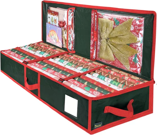 Vista 10 de BALEINE SOFT Bolsa de almacenamiento para papel de regalo de Navidad, bolsa de almacenamiento de papel de regalo de 40" duradera de PE