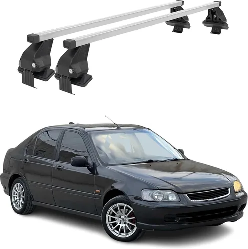 Vista 26 de Barras transversales de techo OMAC para Honda Civic Hatchback 1996-2000, con cierre, 49.9 kg, aluminio, negro, 2 piezas, se ajusta a portaequipajes