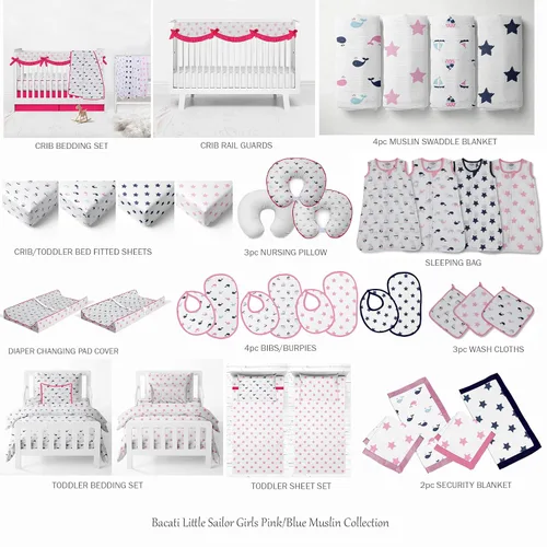 Vista 7 de Bacati - Little Sailor - Sábanas bajeras para cuna de bebé, sedosas, suaves, transpirables, 100% muselina de algodón, se adapta a colchones estándar