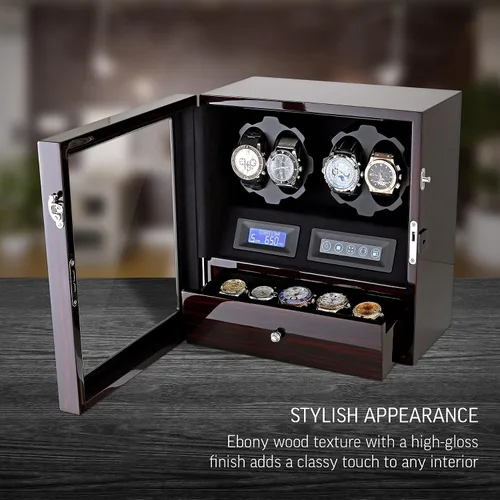 Vista 2 de 4 Watch Winder with 5 Watch Storage Space, LCD Display, Touch Control and Interior Light