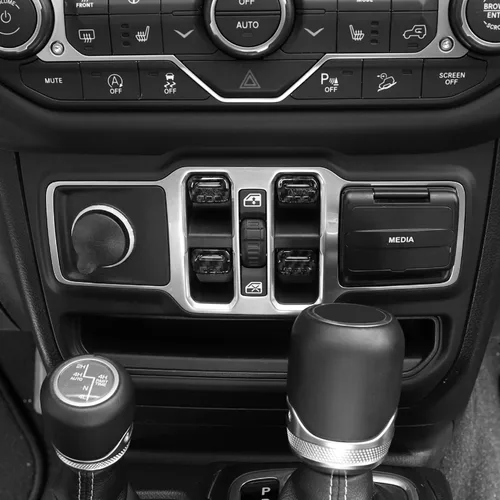 Vista 2 de Jimen Compatible con Jeep Wrangler JL JLU 2018-2023 y Jeep Gladiator JT 2020-2023, 4 piezas de cubiertas de interruptor de botón para ventana