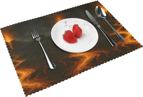 Vista 14 de Rectangular Placemats Set of 4, Heat Resistant Aurora Printed Kitchen Dining Table Mats