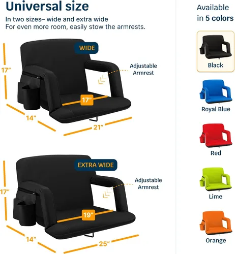 Vista 3 de Alpcour Asiento plegable para estadio – Silla de apoyo para adultos amplios reclinables de lujo para adultos para blanqueadores – Mejor extra grueso