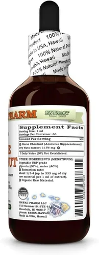 Vista 3 de Hawaii Pharm castaño de Indias (Aesculus hippocastanum) Extracto sin alcohol, 2 onzas líquidas