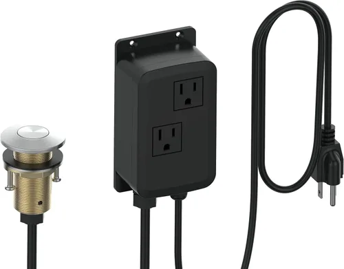 Vista 7 de Kit de interruptor de aire superior para fregadero, botón de aire para eliminación de basura con módulo de potencia de aleación de aluminio Mate
