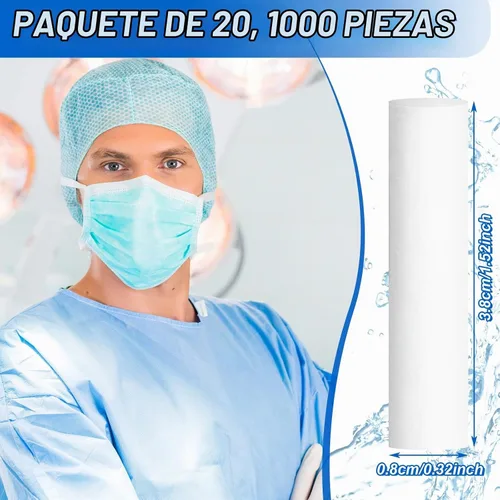 Vista 2 de 1000 rollos de gasa dental, almohadillas de algodón, buenas, tapones absorbentes para la nariz, rollos de algodón dental, bolas de hisopos