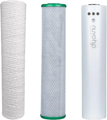 Vista 9 de NuvoH2O Cartucho de repuesto para sistema de trío para todo el hogar, avanzado sistema de filtro de agua de 3 etapas con filtro de cítricos sin sal