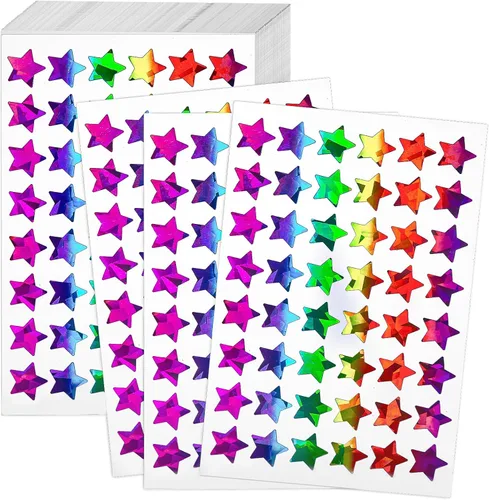 Vista 9 de ONEDONE Calcomanías de estrellas para niños, 10 colores, calcomanías de estrellas pequeñas, 2400 unidades, calcomanías de recompensa para niños