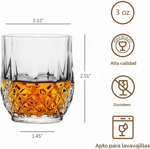 Vista 2 de Juego de 6 mini vasos de chupito de 3 onzas/tequila whisky de sabor lindo transparente