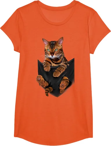 Vista 69 de Camiseta de bolsillo con estampado de tigre y gato Negro